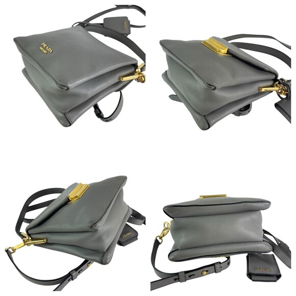 PRADA Gray Calf Skin Leather Small Ingrid TopHandle Crossbody Made in Italy - Picture 6 of 12